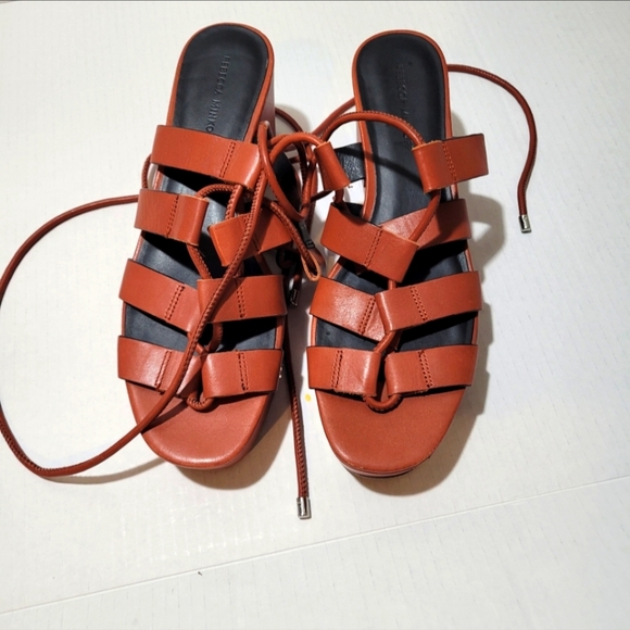 Rebecca minkoff Iven Brown Leather Platform Sandals Womens Size 11 - Picture 1 of 8